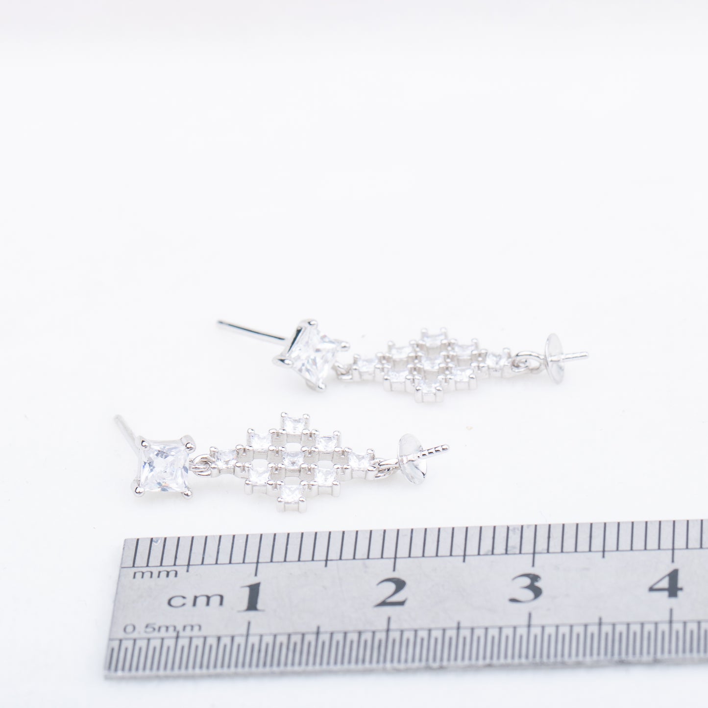 e010734 S925 pearl earring 925 sterling silver DIY 7-8mm Natural Freshwater pearl stud earring for women