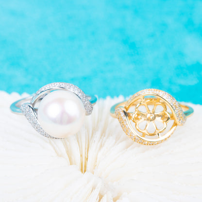 re010837DIY 9-11mm Natural Freshwater pearl Ring accessory 925 sterling silver Adjustable size engagement jewelry ring for women