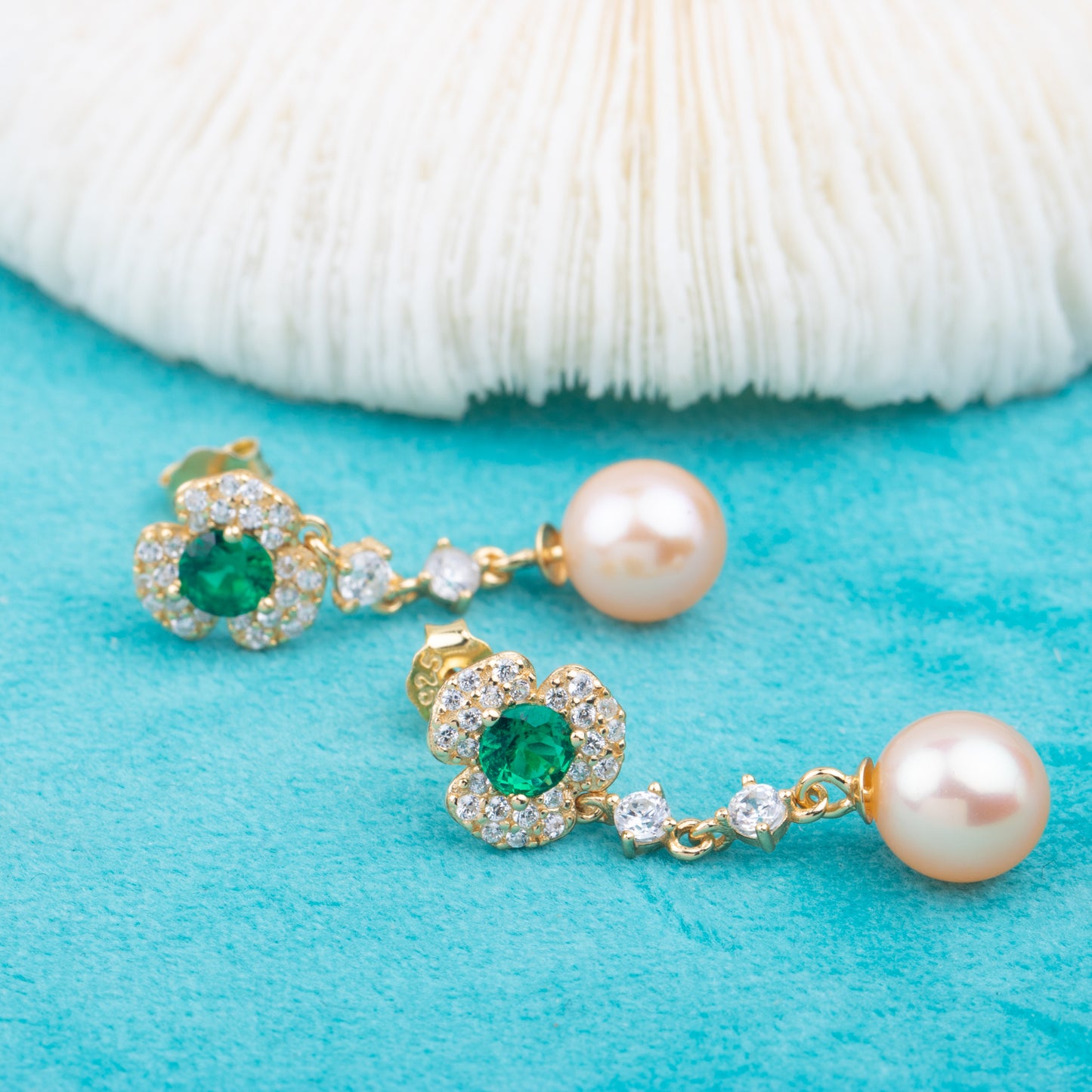 e010784 S925 pearl earring 925 sterling silver DIY 7-8mm Natural Freshwater pearl stud earring for women