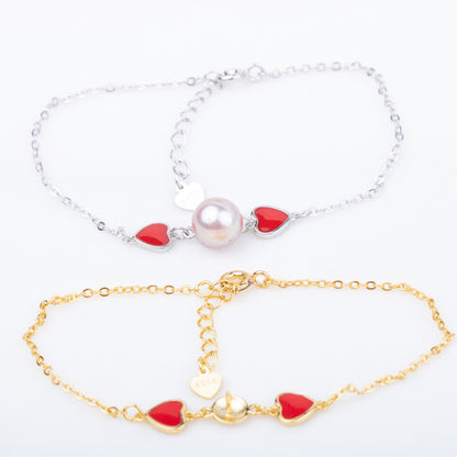 b010192 DIY 7-8mm Natural Freshwater pearl bracelet accessory 925 sterling silver adjustable chain bracelet for women