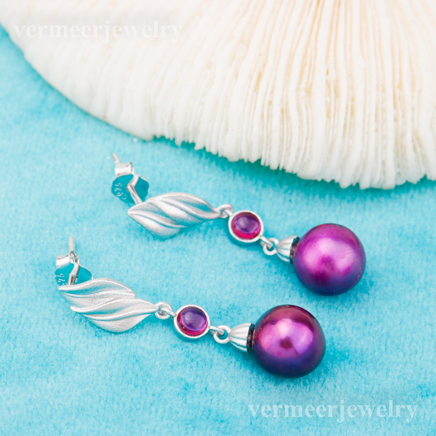 e010847 S925 pearl earring 925 sterling silver DIY 7-8mm Natural Freshwater pearl stud earring for women