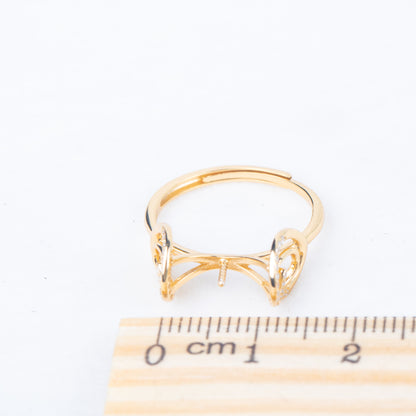 re010834DIY 9-11mm Natural Freshwater pearl Ring accessory 925 sterling silver Adjustable size engagement jewelry ring for women