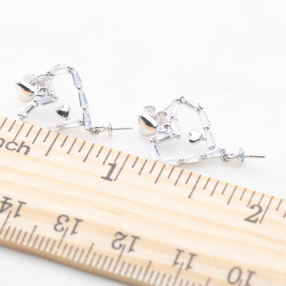 e010829S925 pearl earring 925 sterling silver DIY 7-8mm Natural Freshwater pearl stud earring for women