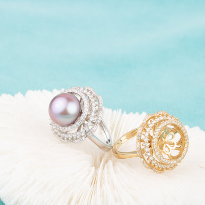 re010640 DIY 9-11mm Natural Freshwater pearl Ring accessory 925 sterling silver Adjustable size engagement ring for women
