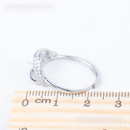 re010837DIY 9-11mm Natural Freshwater pearl Ring accessory 925 sterling silver Adjustable size engagement jewelry ring for women