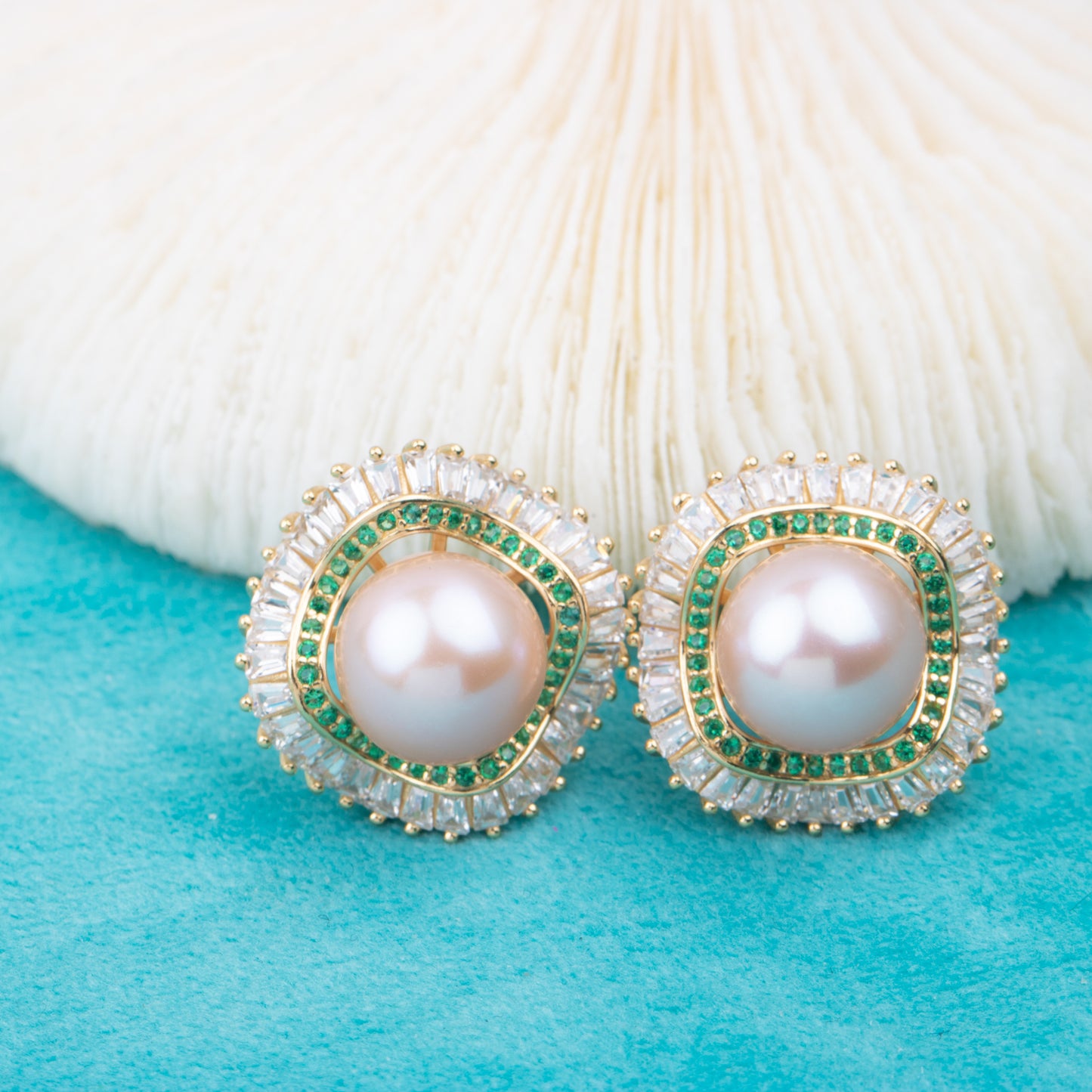 e010793 S925 pearl earring 925 sterling silver DIY 7-8mm Natural Freshwater pearl stud earring for women