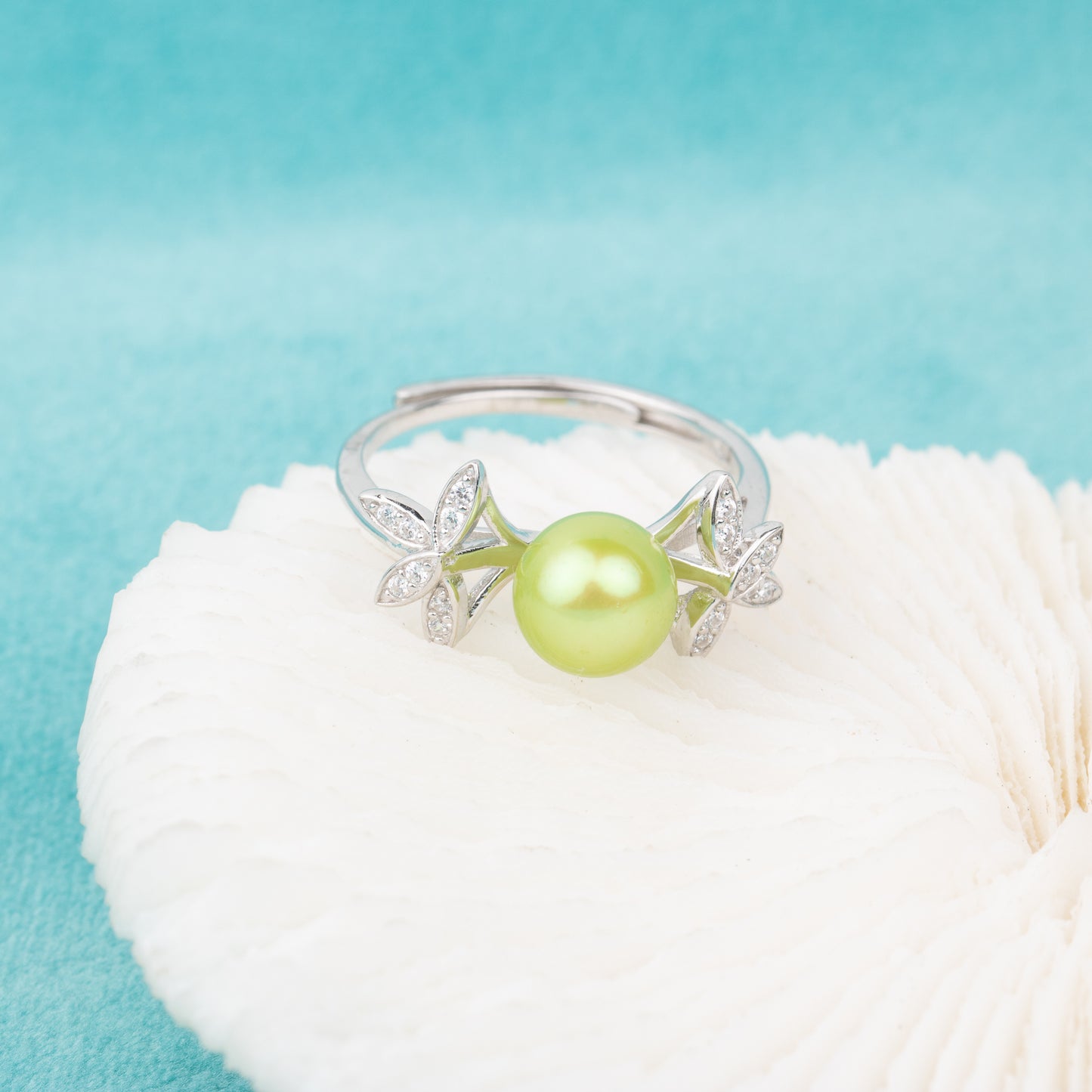 r010628 DIY 7-8mm Natural Freshwater pearl Ring accessory 925 sterling silver Adjustable size engagement jewelry ring for women