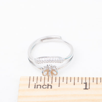 r010852 DIY 7-8mm Natural Freshwater pearl Ring accessory 925 sterling silver Adjustable size engagement jewelry ring for women