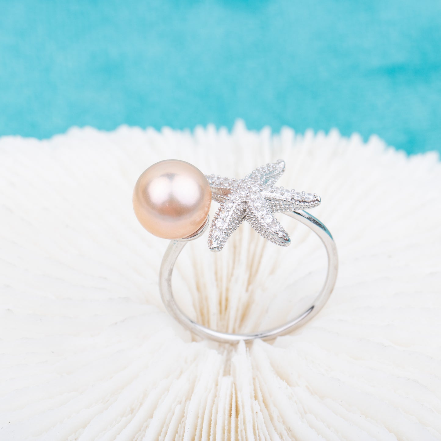 r010699 DIY 7-8mm Natural Freshwater pearl Ring accessory 925 sterling silver Adjustable size engagement jewelry ring for women