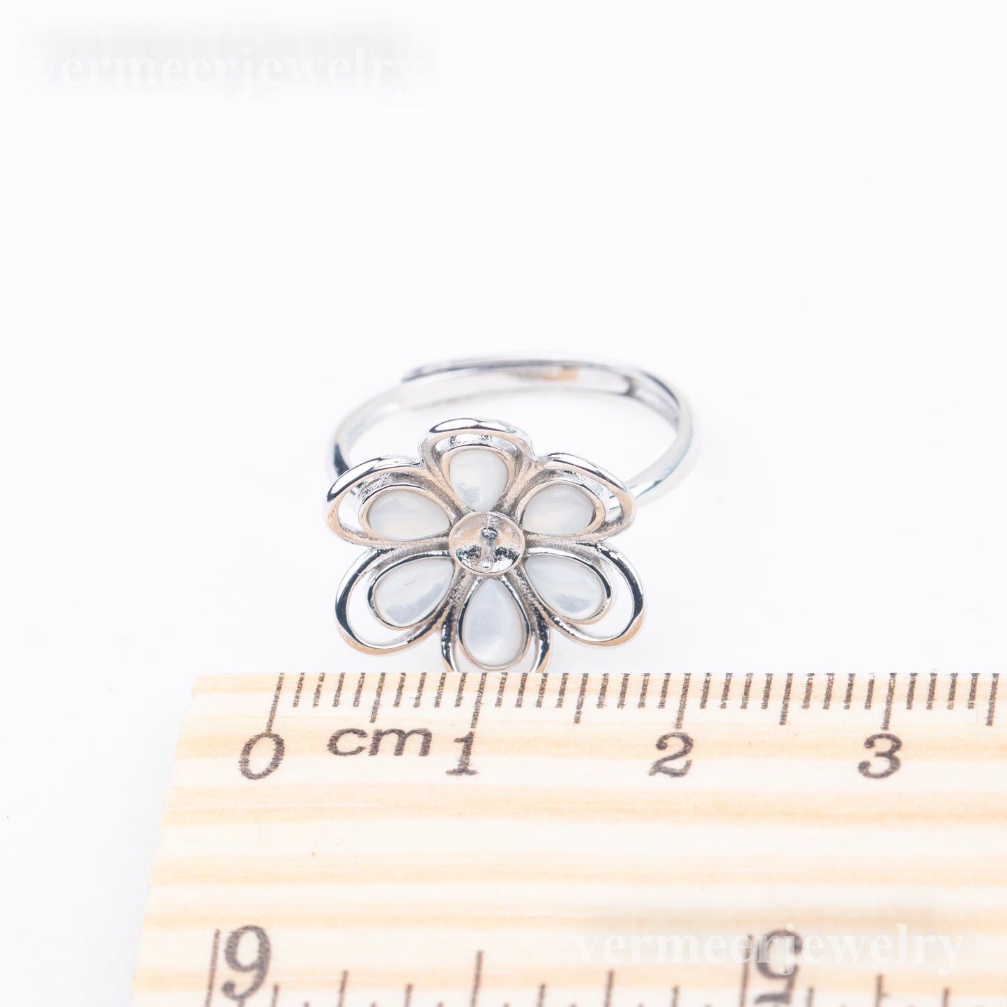 r010818 DIY 7-8mm Natural Freshwater pearl Ring accessory 925 sterling silver Adjustable size engagement jewelry ring for women