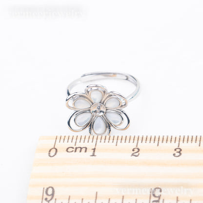 r010818 DIY 7-8mm Natural Freshwater pearl Ring accessory 925 sterling silver Adjustable size engagement jewelry ring for women