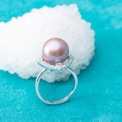 re010868 DIY 9-11mm Natural Freshwater pearl Ring accessory 925 sterling silver Adjustable size engagement ring for women