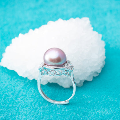 re010866 DIY 9-11mm Natural Freshwater pearl Ring accessory 925 sterling silver Adjustable size engagement ring for women