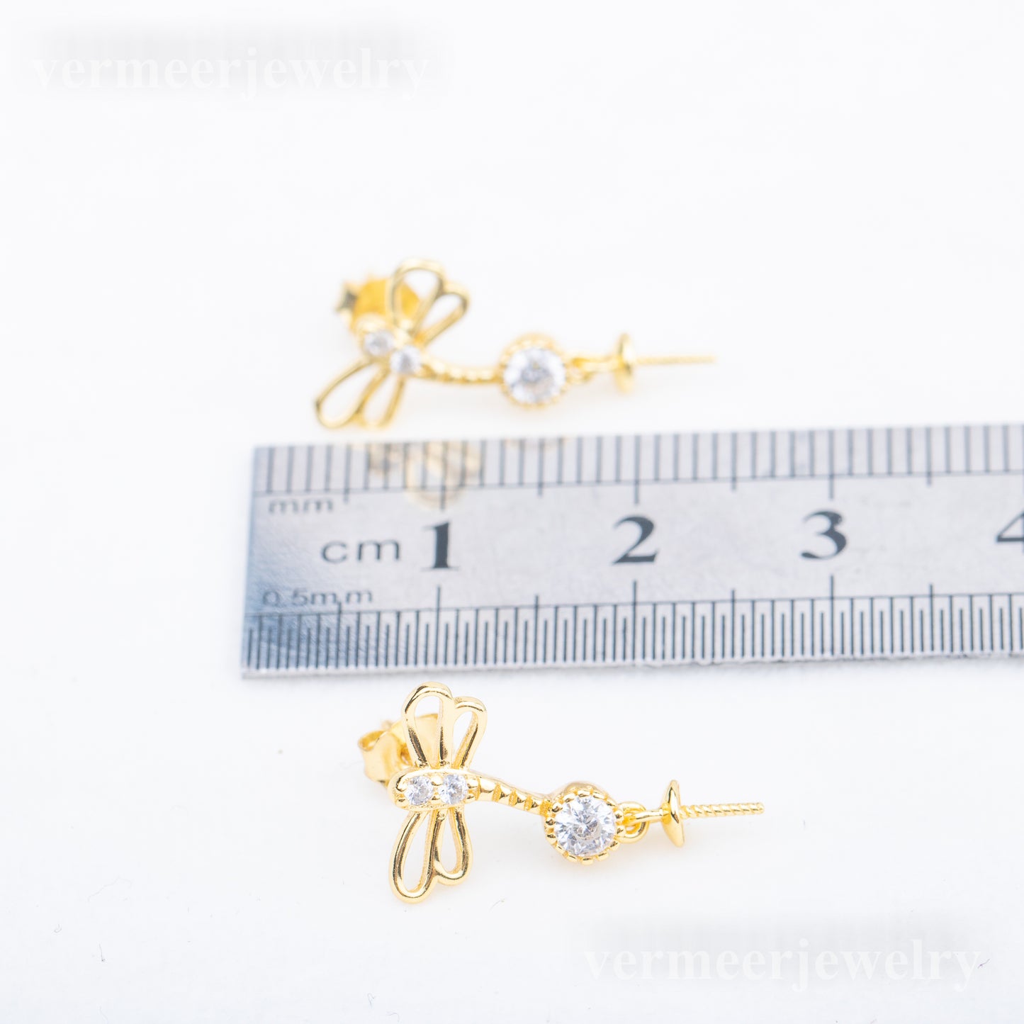 e010733 S925 pearl earring 925 sterling silver DIY 7-8mm Natural Freshwater pearl stud earring for women