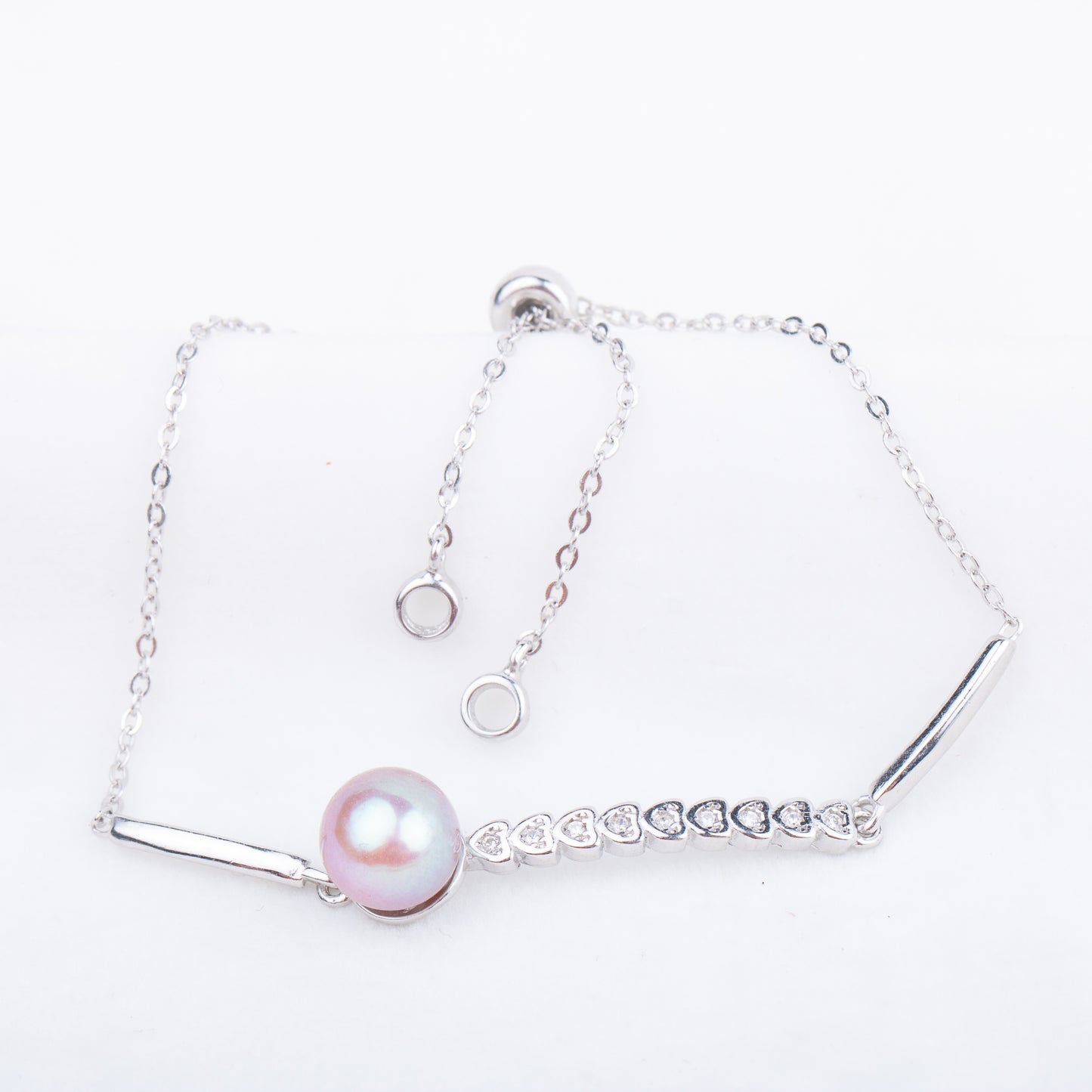 b010181  DIY 7-8mm Natural Freshwater pearl bracelet accessory 925 sterling silver adjustable chain bracelet for women