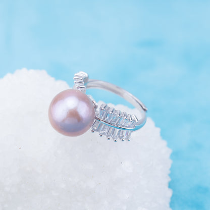re010940 DIY 9-11mm Natural Freshwater pearl Ring accessory 925 sterling silver Adjustable size engagement ring for women