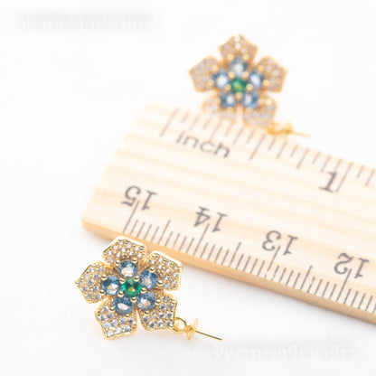 e010834 S925 pearl earring 925 sterling silver DIY 7-8mm Natural Freshwater pearl stud earring for women