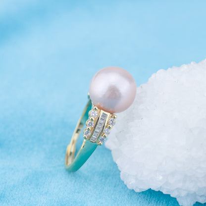 re010950 DIY 9-11mm Natural Freshwater pearl Ring accessory 925 sterling silver Adjustable size engagement ring for women