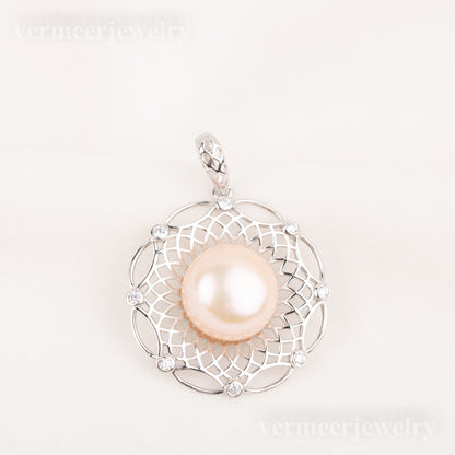 Pe010794 DIY 9-12mm Natural Freshwater pearl pendant accessory 925 sterling silver dream catcher jewelry necklace for women