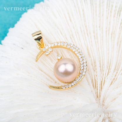 P010879 DIY 7-9mm Natural Freshwater pearl pendant accessory 925 sterling silver engagement jewelry necklace for women