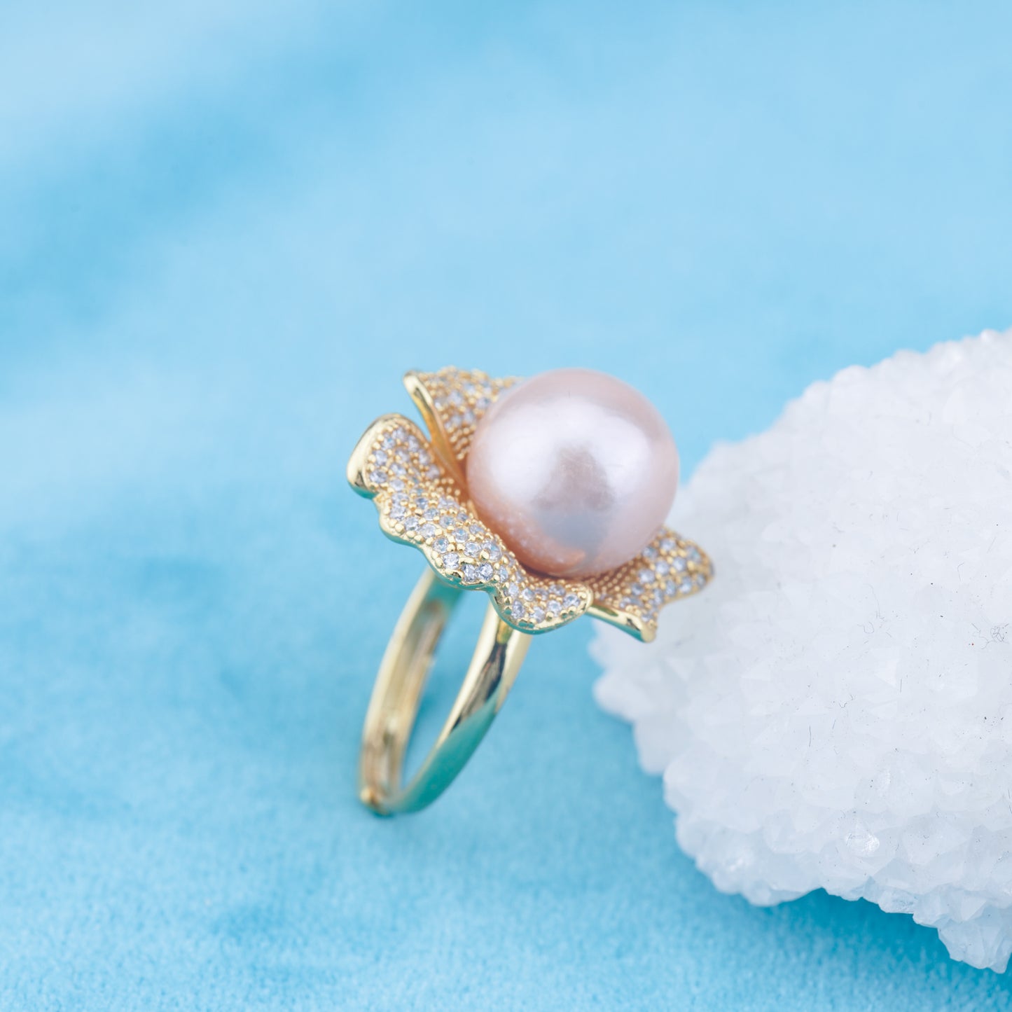 re010956 DIY 9-11mm Natural Freshwater pearl Ring accessory 925 sterling silver Adjustable size engagement ring for women