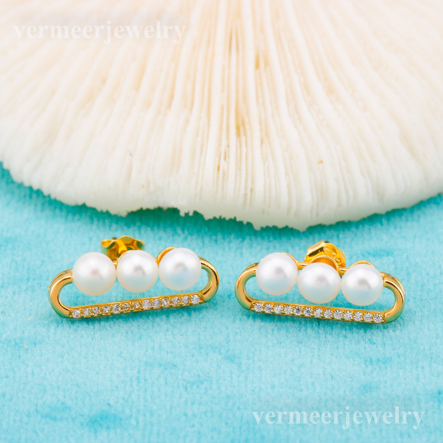 e010871 S925 pearl earring 925 sterling silver DIY 3-4mm Natural Freshwater pearl stud earring for women