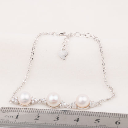 b030170 DIY 7-8mm Natural Freshwater pearl bracelet accessory 925 sterling silver adjustable chain bracelet for women
