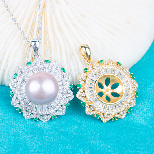 Pe01963  DIY 9-12mm Natural Freshwater pearl pendant accessory 925 sterling silver engagement jewelry necklace for women