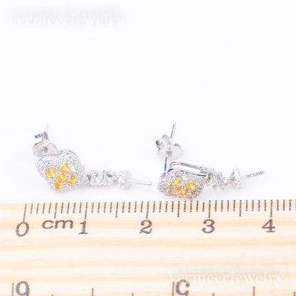 e010808 S925 pearl earring 925 sterling silver DIY 7-8mm Natural Freshwater pearl stud earring for women