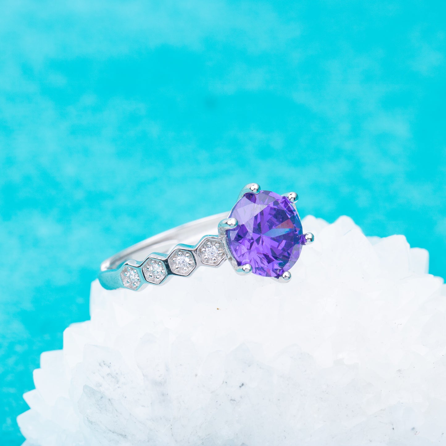 gr0005 925 sterling silver jewelry 8mm CZ stones engagement wedding rings birthday gemstone rings for woman