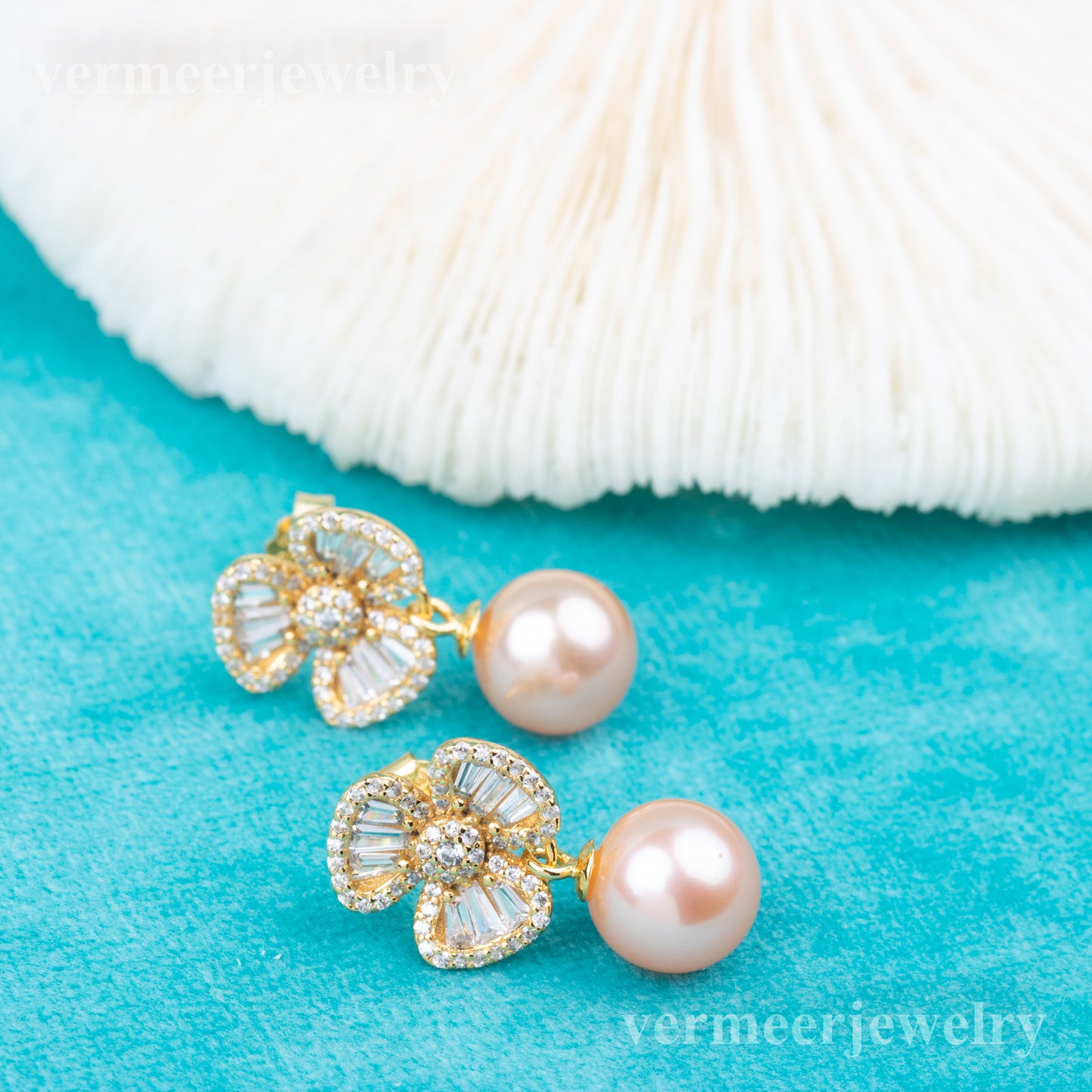 e010821 S925 pearl earring 925 sterling silver DIY 7-8mm Natural Freshwater pearl stud earring for women