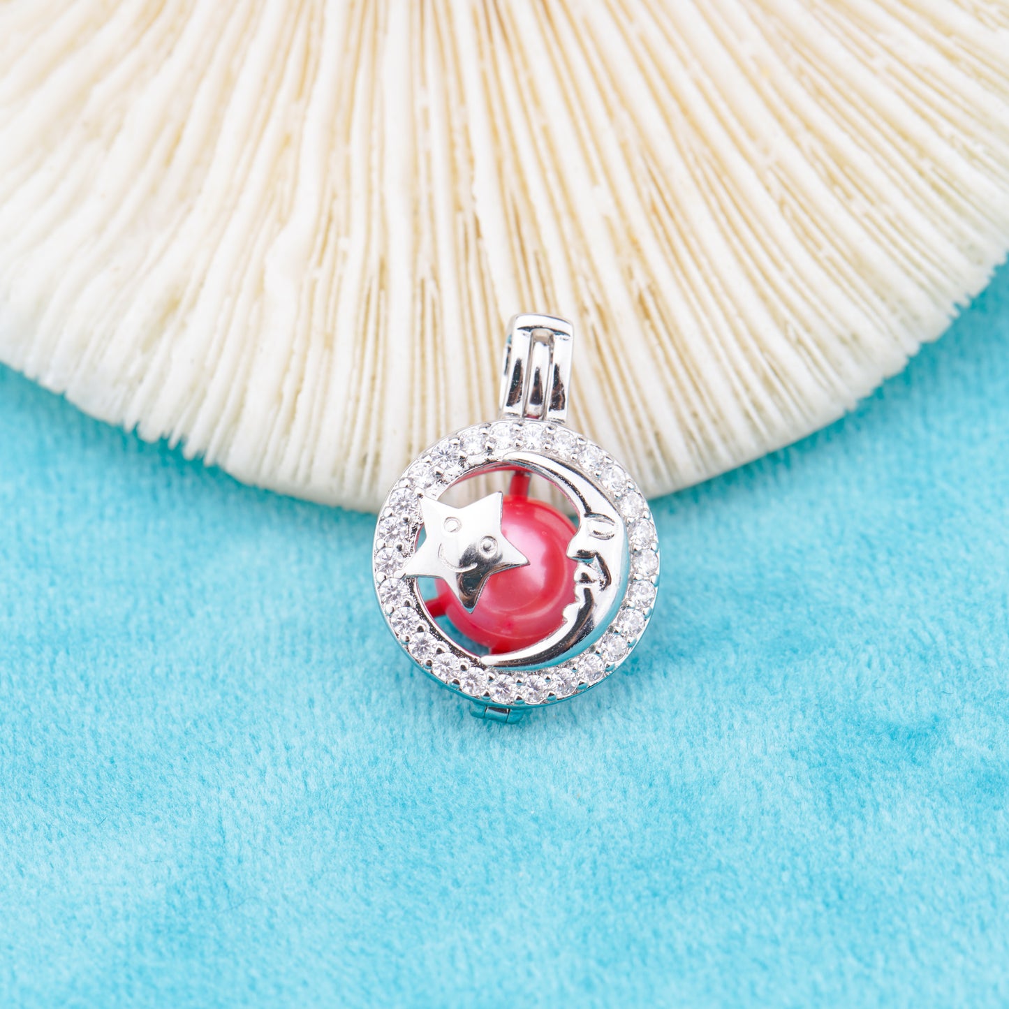 C030097 sterling silver Freshwater pearl cage pendant necklace jewelry locket for pearl party