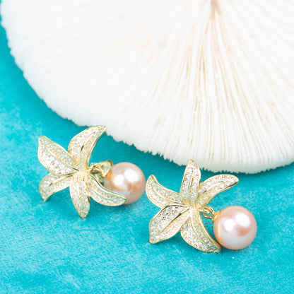 e010825 S925 pearl earring 925 sterling silver DIY 7-8mm Natural Freshwater pearl stud earring for women