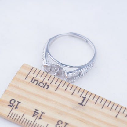 r010948 DIY 6-8mm Natural Freshwater pearl Ring accessory 925 sterling silver Adjustable size engagement jewelry ring for women