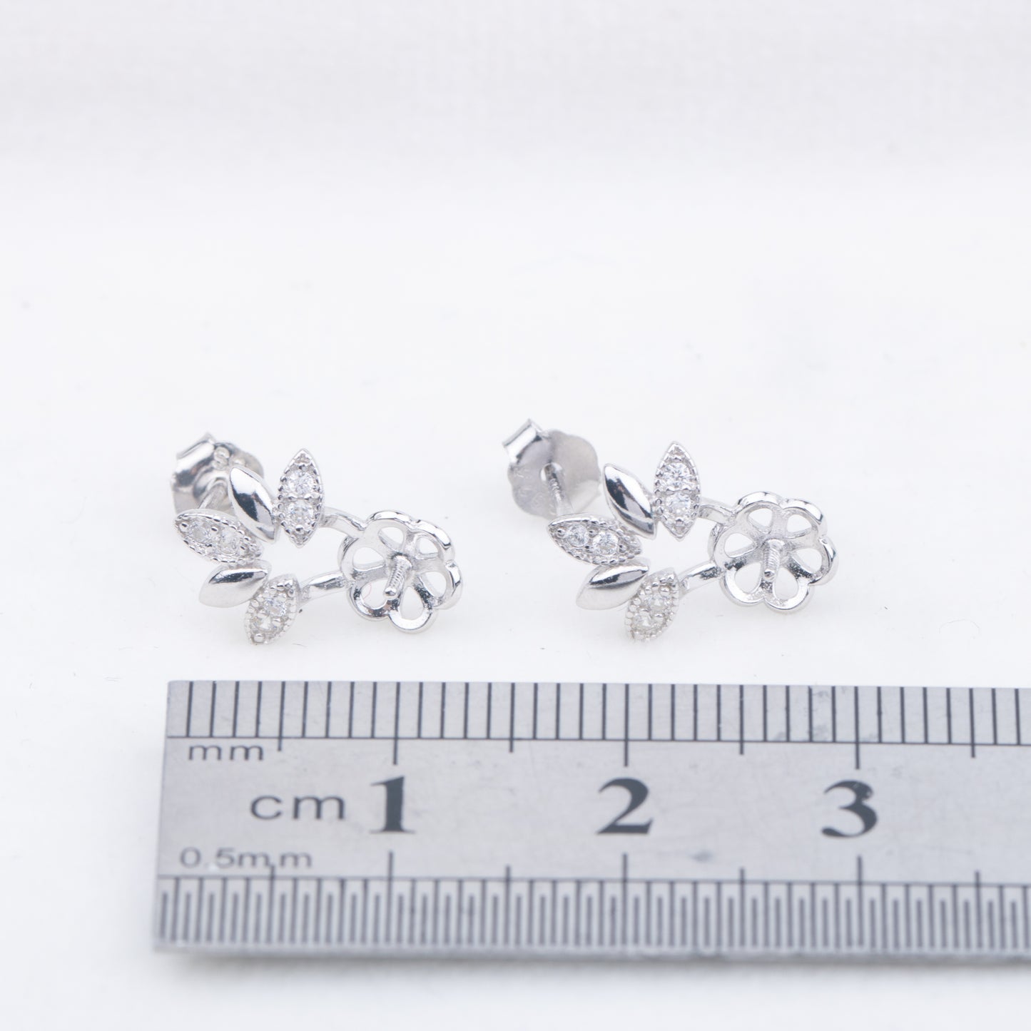 e010754 S925 pearl earring 925 sterling silver DIY 7-8mm Natural Freshwater pearl stud earring for women