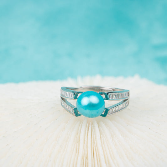 r030592 DIY 7-8mm Natural Freshwater pearl Ring accessory 925 sterling silver Adjustable size engagement jewelry ring for women