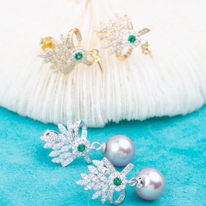 e010786 S925 pearl earring 925 sterling silver DIY 7-8mm Natural Freshwater pearl stud earring for women