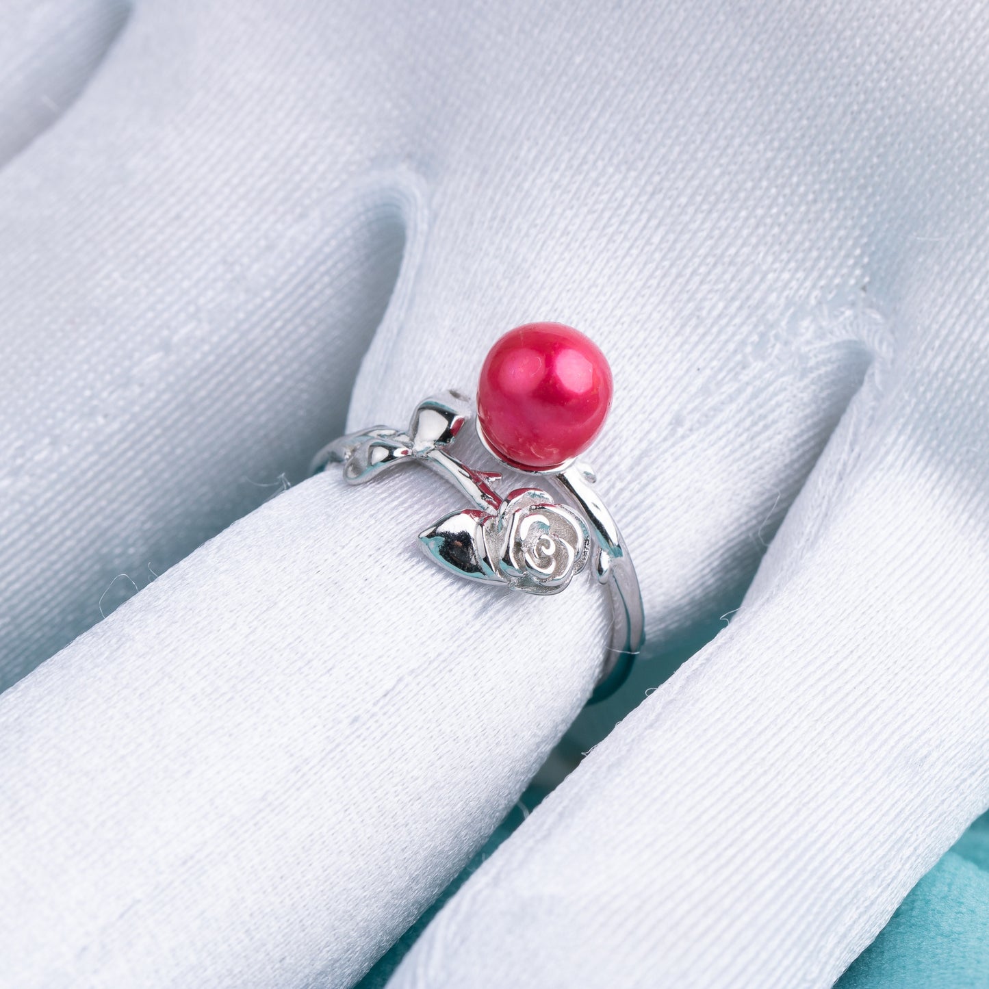 r030462 DIY 7-8mm Natural Freshwater pearl Ring accessory 925 sterling silver Adjustable size engagement jewelry ring for women