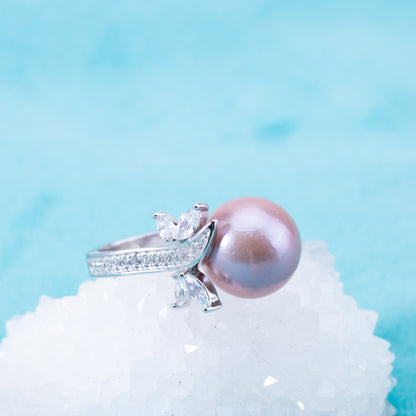 re010900 DIY 9-11mm Natural Freshwater pearl Ring accessory 925 sterling silver Adjustable size engagement ring for women