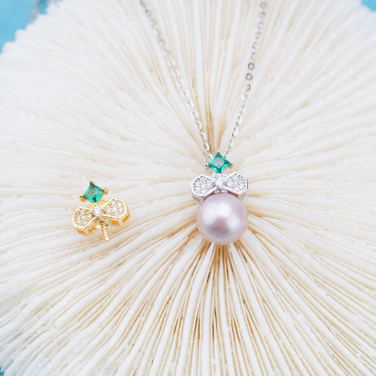 P011026 DIY 6-8mm Natural Freshwater pearl pendant accessory 925 sterling silver engagement jewelry necklace for women