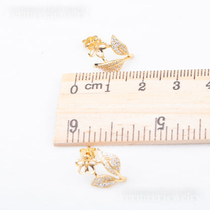 e010783 S925 pearl earring 925 sterling silver DIY 7-8mm Natural Freshwater pearl stud earring for women