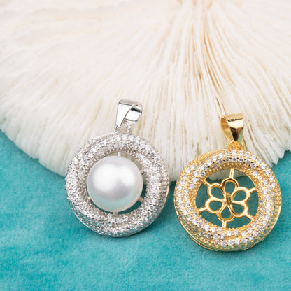 P010752 DIY 9-13mm Natural Freshwater pearl pendant accessory 925 sterling silver engagement jewelry necklace for women