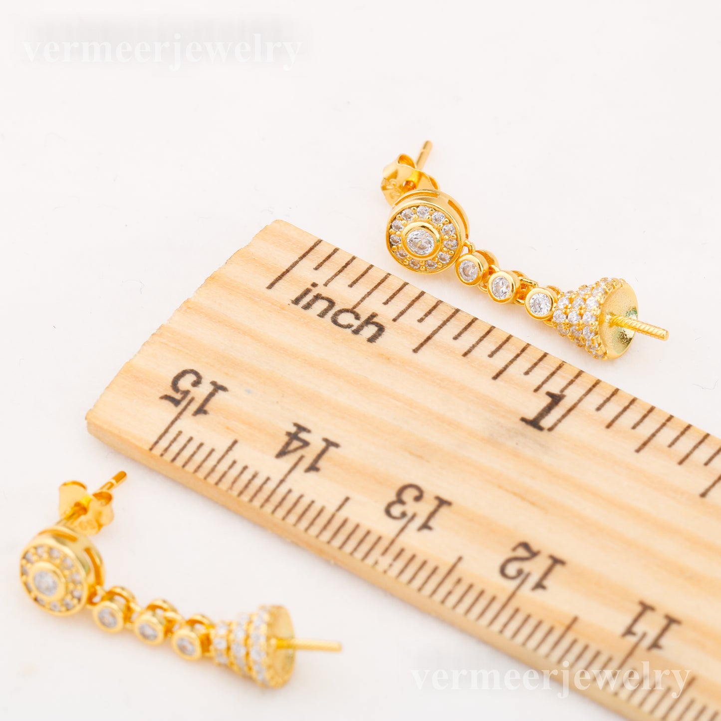 e010862 S925 pearl earring 925 sterling silver DIY 7-8mm Natural Freshwater pearl stud earring for women