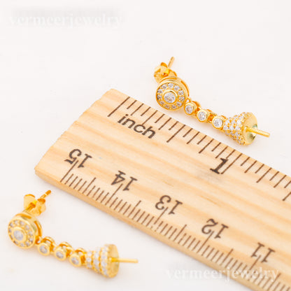 e010862 S925 pearl earring 925 sterling silver DIY 7-8mm Natural Freshwater pearl stud earring for women