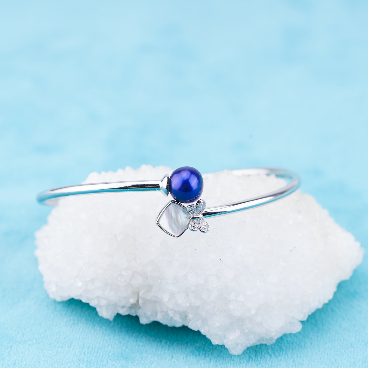 b010234  DIY 7-8mm Natural Freshwater pearl bracelet accessory 925 sterling silver adjustable chain bracelet for women