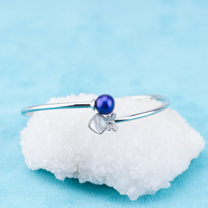 b010234  DIY 7-8mm Natural Freshwater pearl bracelet accessory 925 sterling silver adjustable chain bracelet for women