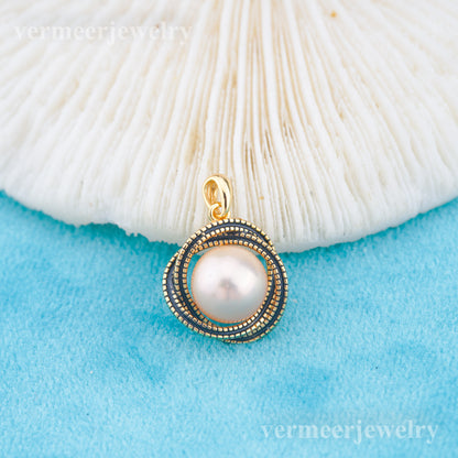 P011051 DIY 6-8mm Natural Freshwater pearl pendant accessory 925 sterling silver engagement jewelry necklace for women