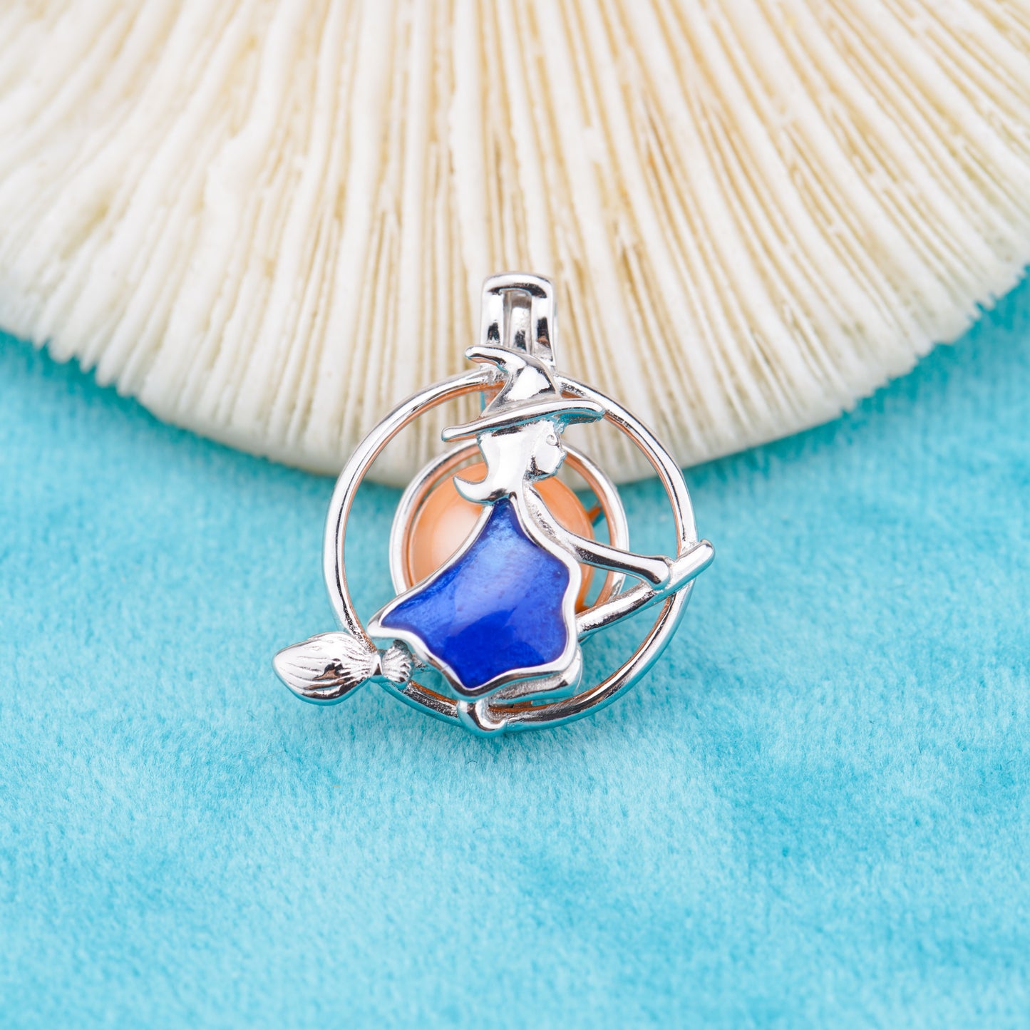 C030106 sterling silver Freshwater pearl cage pendant necklace jewelry locket for pearl party