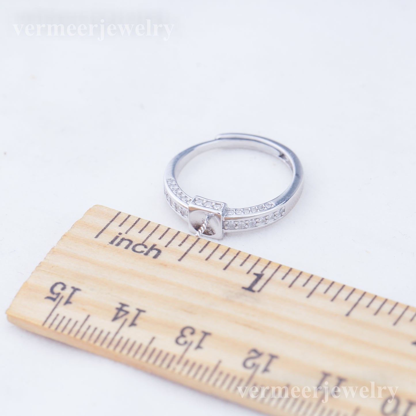 r010961 DIY 6-8mm Natural Freshwater pearl Ring accessory 925 sterling silver Adjustable size engagement jewelry ring for women