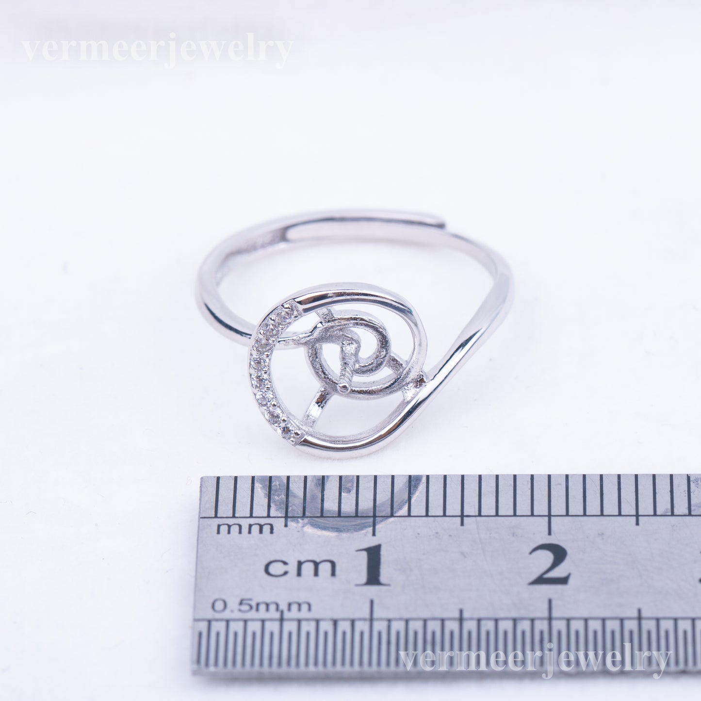 r010759 DIY 7-8mm Natural Freshwater pearl Ring accessory 925 sterling silver Adjustable size engagement jewelry ring for women